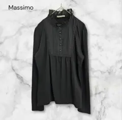 Massimo フリル襟 長袖 トップス カットソー ブラック M