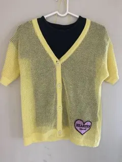【HEARTEN Innocent イエロー メッシュ カーディガン】