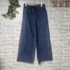 【MOUSSY】イージー デニム ワイドパンツ カットオフ イージーパンツのサムネイル