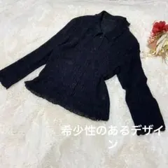 ブラックフォーマル　モダン　シャツカーディガン　礼服　レース　M