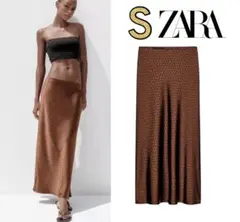 新品 ZARA ドット柄 サテン ロングスカート S 今季完売品！ 1点限り♪