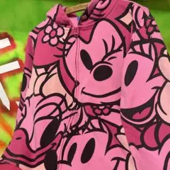 ディズニー ミニー 総柄 ジップパーカー ピンク S