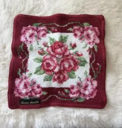 Bonne Chenille 花柄 ハンカチ ボルドー