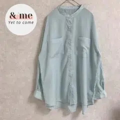 INGNI イング　ノーカラーシアーシャツ　くすみブルー　オーバーサイズ　M