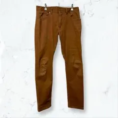 s025 グローバルワーク ストレートパンツ 茶 L メンズ オールシーズン