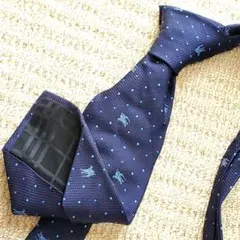 美品✨BURBERRY ノバチェック ホースロゴ ネイビー 水玉模様 ネクタイ