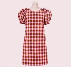 ケイトスペード　チェック柄パフスリーブワンピース