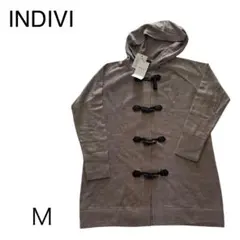 [INDIVI]インディヴィ　ダッフルニット　フード付　カーディガン　M