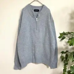 NEWYORKER ニューヨーカー　ハーフジップジャケット　ニットプルオーバー青
