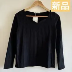 レディース　新品・タグ付き　カットソー　長袖　ロングTシャツ　ブラック　無地