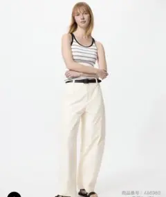 UNIQLOバレルレッグワイドパンツ ホワイト　L