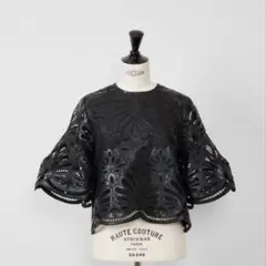 Drawer エンブロレースハーフスリーブブラウス 38 黒 美品 - メルカリ