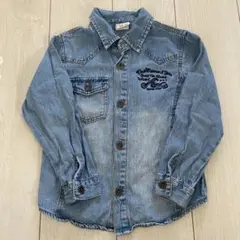 JUNKSTORE デニム 長袖シャツ 刺繍入り ボタンシャツ　ダンガリーシャツ