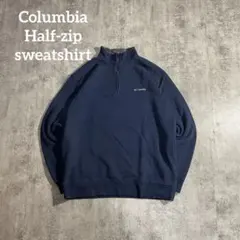 ColumbiaコロンビアハーフジップスウェットLネイビー ワンポイント刺繍ロゴ