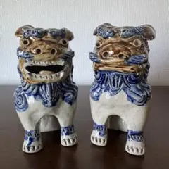 玉乗り福シーサー 小 毛並み青色 ペア S-1 玉乗り福シーサー 小 毛並み青色 ペア S-1 | Mercari