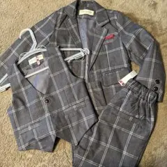 グレー チェック柄 スーツセット　100cm 卒園　入園