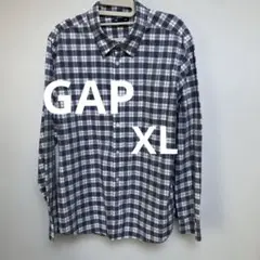 GAPギャップ長袖チェックシャツ グレーとホワイトサイズXL