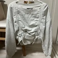 ヘザー　トレーナー　スエット　長袖　レディース　リボン　グレー