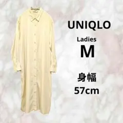UNIQLOベージュ 長袖 シャツワンピースＭ