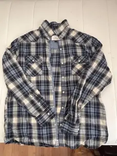 チェック柄 長袖シャツ ネイビー/ホワイト