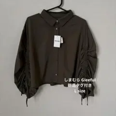 【新品タグ付き】しまむら Gleeful 長袖ブラウス 袖ギャザー カーキ Lのサムネイル