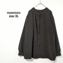 ノアンヌ 長袖シャツ ブラック ボタン付ラウンドネックスタイリッシュ t4700