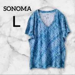 ✨残り１点✨SONOMA 青系 ブルー 半袖 Tシャツ Ｖネック【Ｌ】カットソー
