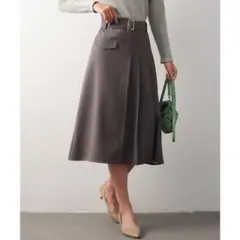 最終価格‼️セゾンドパピヨン　ツイル素材　プリーツスカート ベルトなし