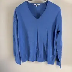 UNIQLO XL 青 Vネックセーター