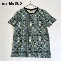 マーブルシュッド しりとりプリント Tシャツ グリーン Lのサムネイル