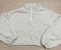 coca コカ　ホワイトフリースハーフジップジャケット　ボアフリース　プルオン