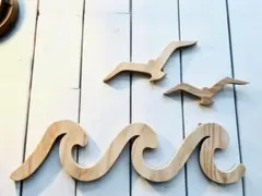 特大サーフ×カモメセット　オブジェ　ウェーブ　 波　海　サーフ雑貨　インテリア