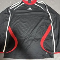 adidas ゲームシャツ 長袖 y2k テック 黒 赤 ストリート サッカー