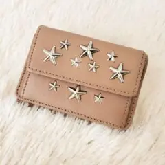 JIMMY CHOO　3つ折り財布　スター　スタッズ　NEMO　ベージュ