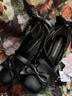 しまむら×星名桜子　リボンパンプス　黒　ブラック　Lサイズ　タグ付き