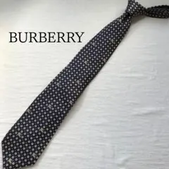 バーバリー ネクタイ 紺基調 小紋総柄 クラシック上品 乗馬 【n7155】