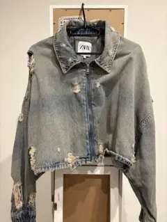 ZARA ダメージ加工 クロップドデニムジャケット