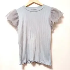 ワンアフターアナザーナイスクラップ　レース袖　リブニットトップス