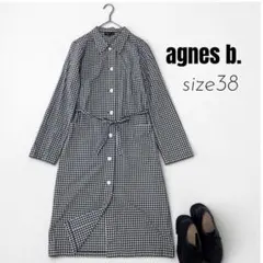 美品◎ アニエスベー ロングワンピース ギンガムチェック ベルト　シャツワンピ