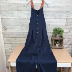 ✿新品✿ネイビー ボタン付きサロペット オレンジストラップ　オールインワン