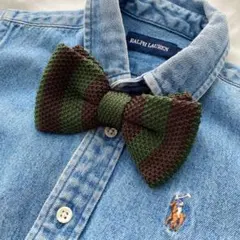 【新品未使用品】カーキ ブラウン ニット ボウタイ 蝶ネクタイ ミリタリー