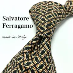 【極美品】 Salvatore Ferragamo 総柄 ネクタイ ブラック