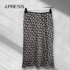 ジェイプレス ヘリンボーンロングスカート【7】ホワイト ブラック 日本製のサムネイル
