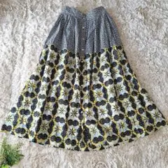 BEARDSLEY ビアズリー モザイク柄プリント コットンフレアスカート