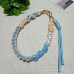 《Hand made》パラコード ハンドストラップ パステル ブルー