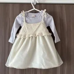 定価約3980円　petit main 80cmセットアップ　長袖　ワンピース