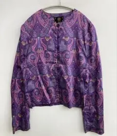 美品　KENZO ケンゾー　総柄　ペイズリー柄　ノーカラージャケット　38のサムネイル