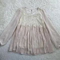 ROPE PICNIC ロペピクニック レースシフォンプリーツブラウス M