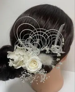 866.水引髪飾り　成人式髪飾り　卒業式髪飾り　プリザーブドフラワー