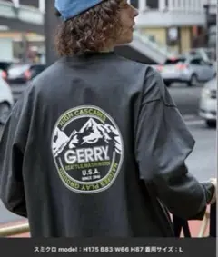 【新品】再入荷‼️GERRY バックロゴプリント 長袖Tシャツ　L スミクロのサムネイル